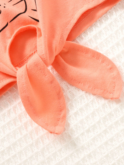 Ensemble Fille 2 Pièces – T-shirt Pêche + Jupe Léopard – Été (1–3 ans)