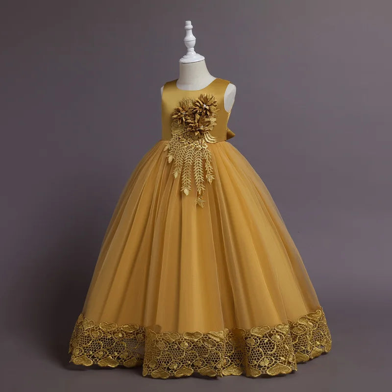 Robe de Princesse en Tulle & Dentelle – Cérémonie & Fête pour Fille (7–13 ans)