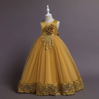 Robe de Princesse en Tulle & Dentelle – Cérémonie & Fête pour Fille (7–13 ans)