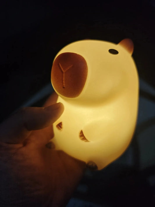 Mignon animal de compagnie Capybara veilleuse dessin animé Silicone créatif chevet sommeil nuit lampe pour chambre décor anniversaire cadeau liquidation vente