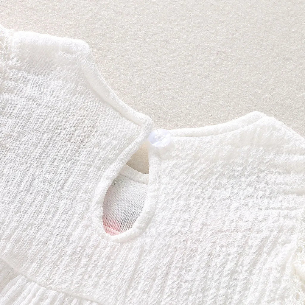 Robe Blanche Brodée Bébé & Fille – Style Bohème | 7–12m à 4–6 ans