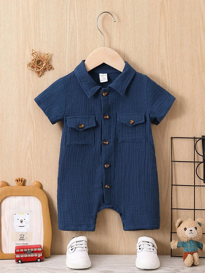 Barboteuse Bébé Chic en Coton – Combinaison Été Confortable Garçon (3 à 24 mois)