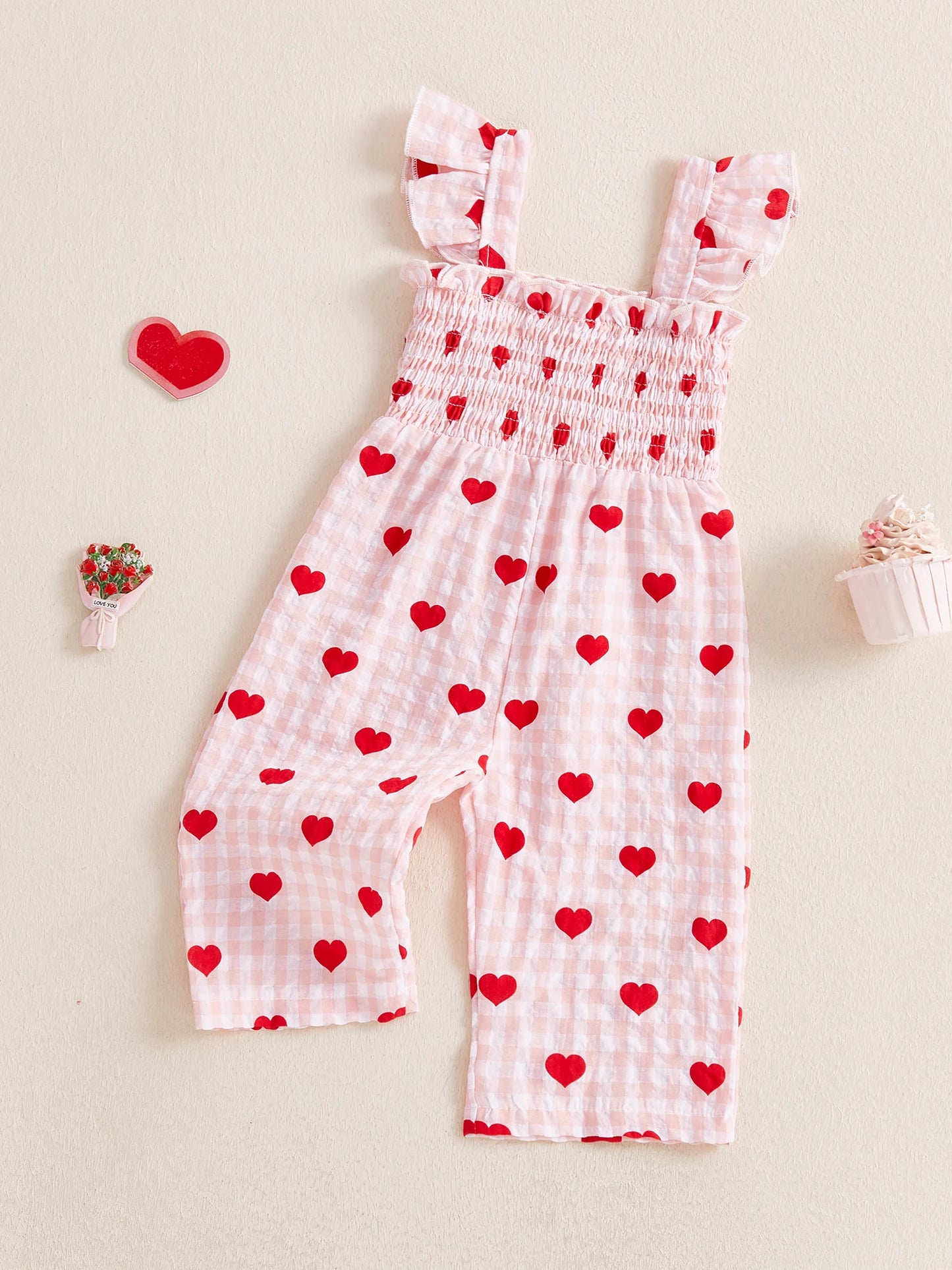 Combinaison bébé à cœurs – Fille (1–3 ans)