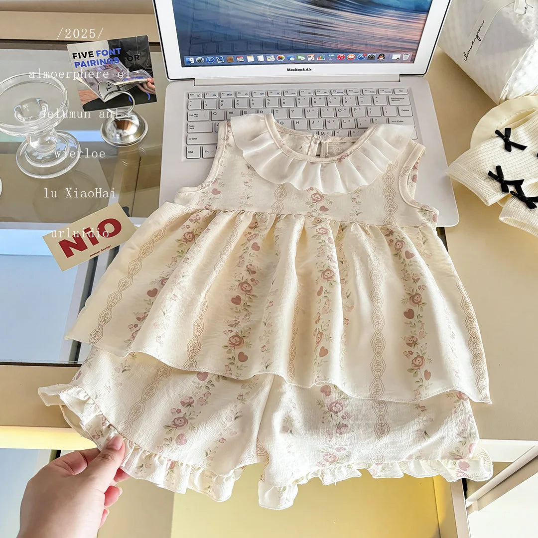 Robe Princesse Fleurie Bébé – Ensemble 2 Pièces Été