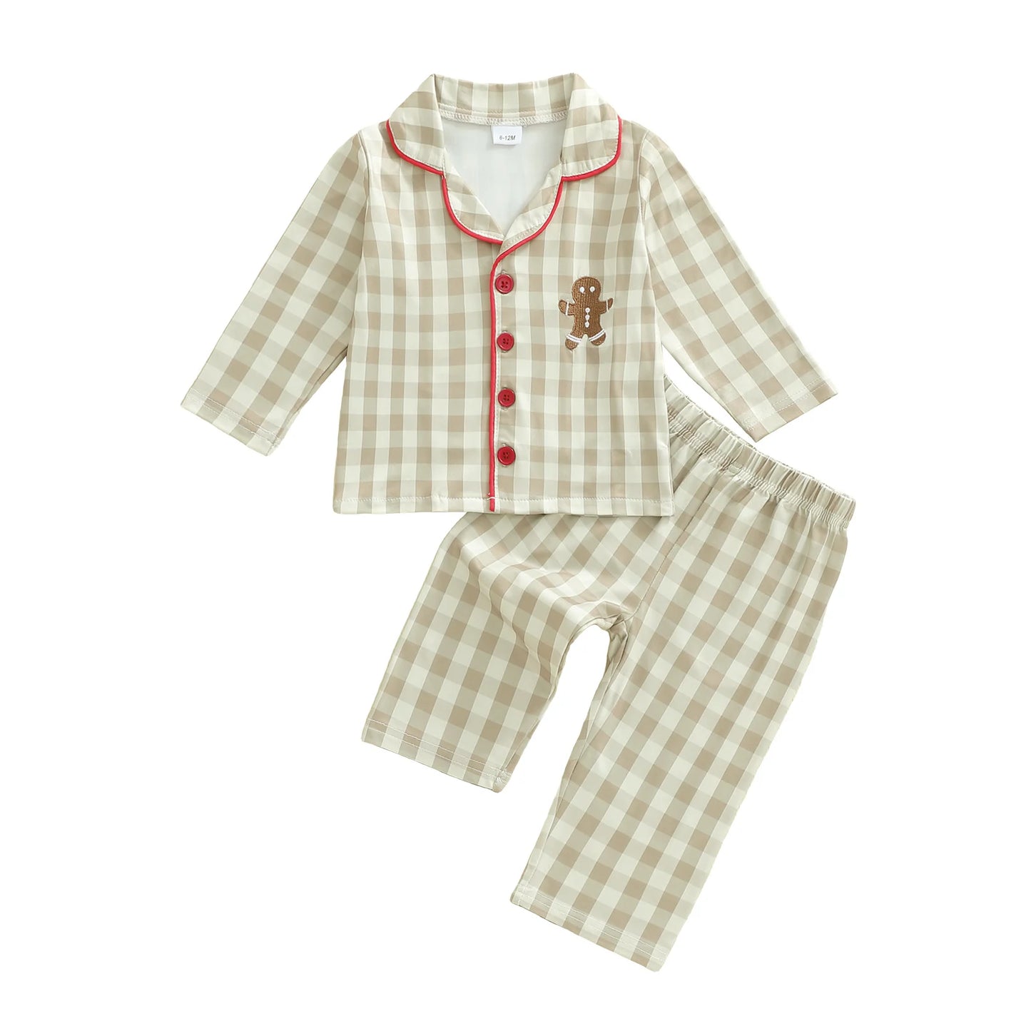 Ensemble pyjama bébé à carreaux – 2 pièces manches longues (6 mois à 4 ans)