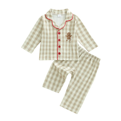 Ensemble pyjama bébé à carreaux – 2 pièces manches longues (6 mois à 4 ans)