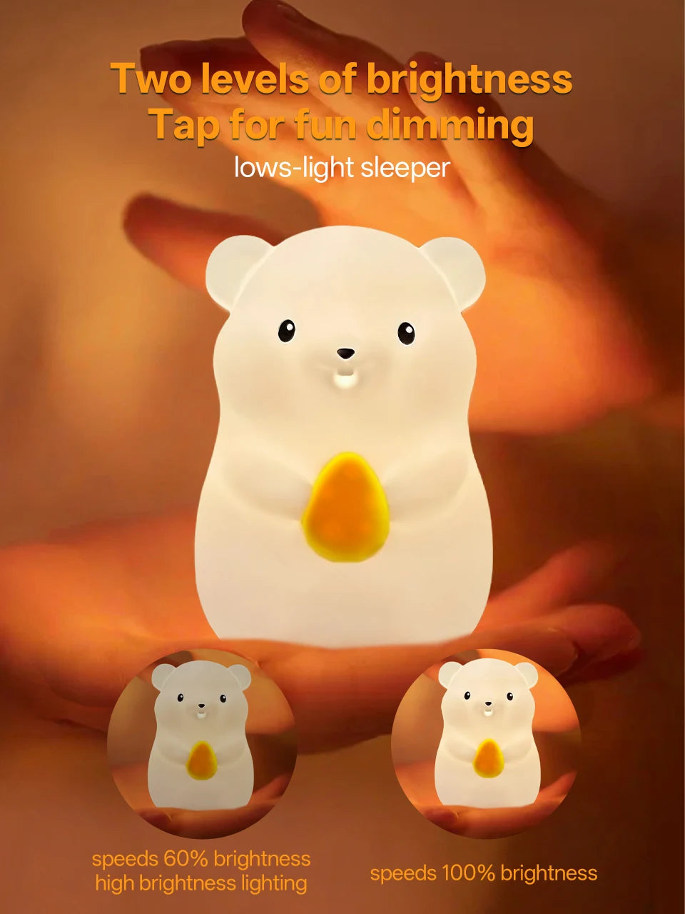 Veilleuse LED RGB Rechargable – Animaux Mignons (Tactile)