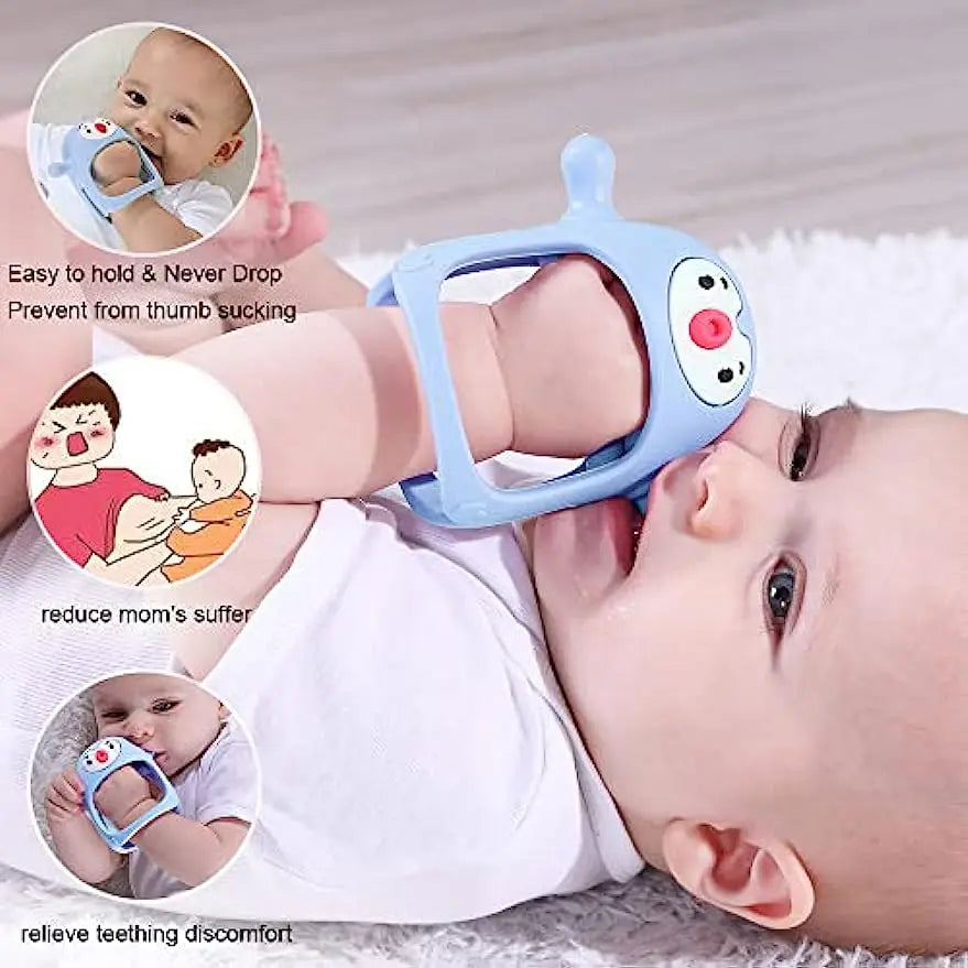 Anneau de dentition bébé en silicone – Prise facile anti-chute – Sans BPA – Doux et sécuritaire