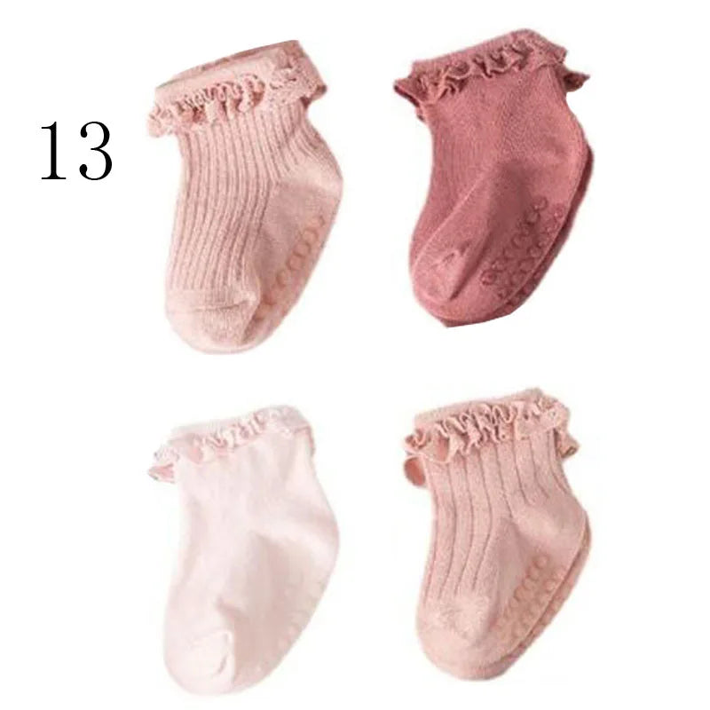 Lot de 4 Chaussettes Bébé Antidérapantes – Douces & Chaudes
