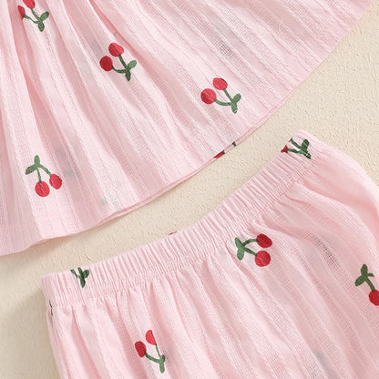 Ensemble d’été bébé fille 2 pièces smocké – tenue légère avec bloomer