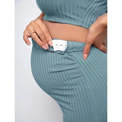 Ensemble de maternité élégant 2 pièces – Jupe moulante et haut chic pour future maman rayonnante