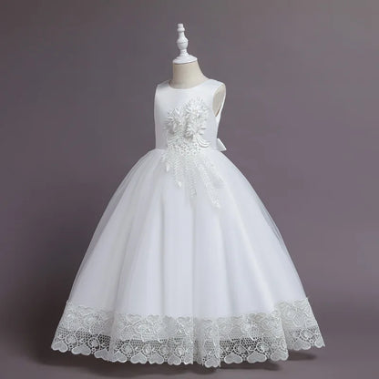 Robe de Princesse en Tulle & Dentelle – Cérémonie & Fête pour Fille (7–13 ans)