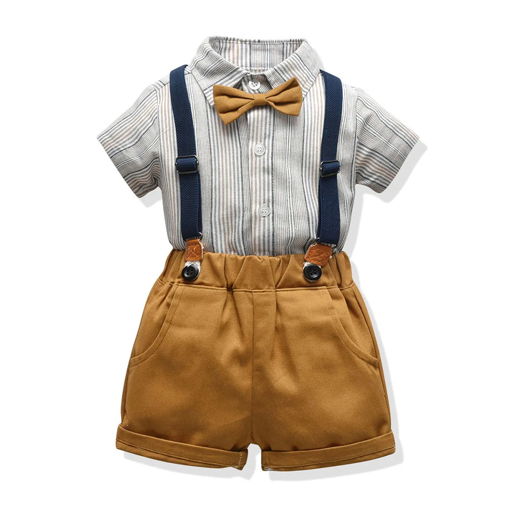 Ensemble de vêtements formels rayés pour garçons, blazers, pantalons en émail pour bébé, olympiques de mariage pour enfants, olympiques de fête