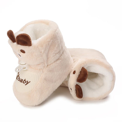 Chaussons Bébé Ourson en Coton Doux – Semelle Souple & Intérieur Moelleux