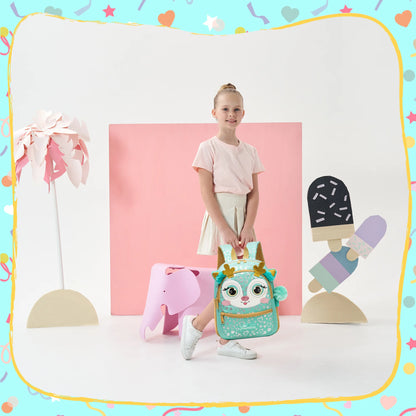 Sac à dos Animal mignon de 13 pouces, 1 pièce, Sports de plein air pour petite fille avec petit pendentif