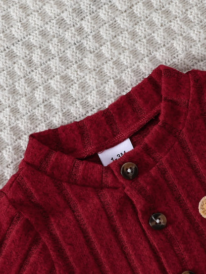 Ensemble bébé hiver tricoté 2 pièces – Combinaison avec ours + bonnet
