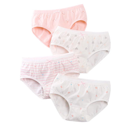 Culotte Anti-Adorable en Coton pour Fille de 3 à 8 Ans, Sous-vêtement Doux et Respirant, Motif Dessin Animé, Collection Été, 2024, 4 Pièces