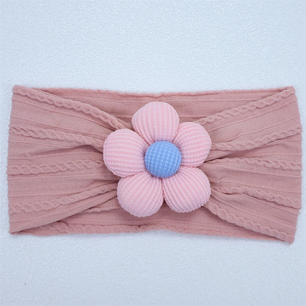 Bandeau Bébé Fille en Nylon Doux avec Fleur – Accessoire Nouveau-né