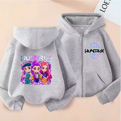 Sweat à Capuche Zippé Enfant – Style K-Pop Moderne (7–12 ans)