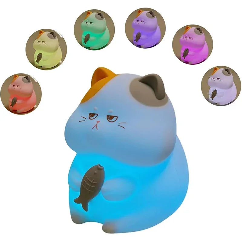Veilleuse Chat Bébé Silicone Multicolore – Lampe Nuit Apaisante