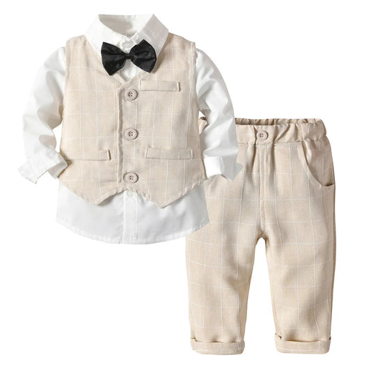 Ensemble de vêtements formels rayés pour garçons, blazers, pantalons en émail pour bébé, olympiques de mariage pour enfants, olympiques de fête