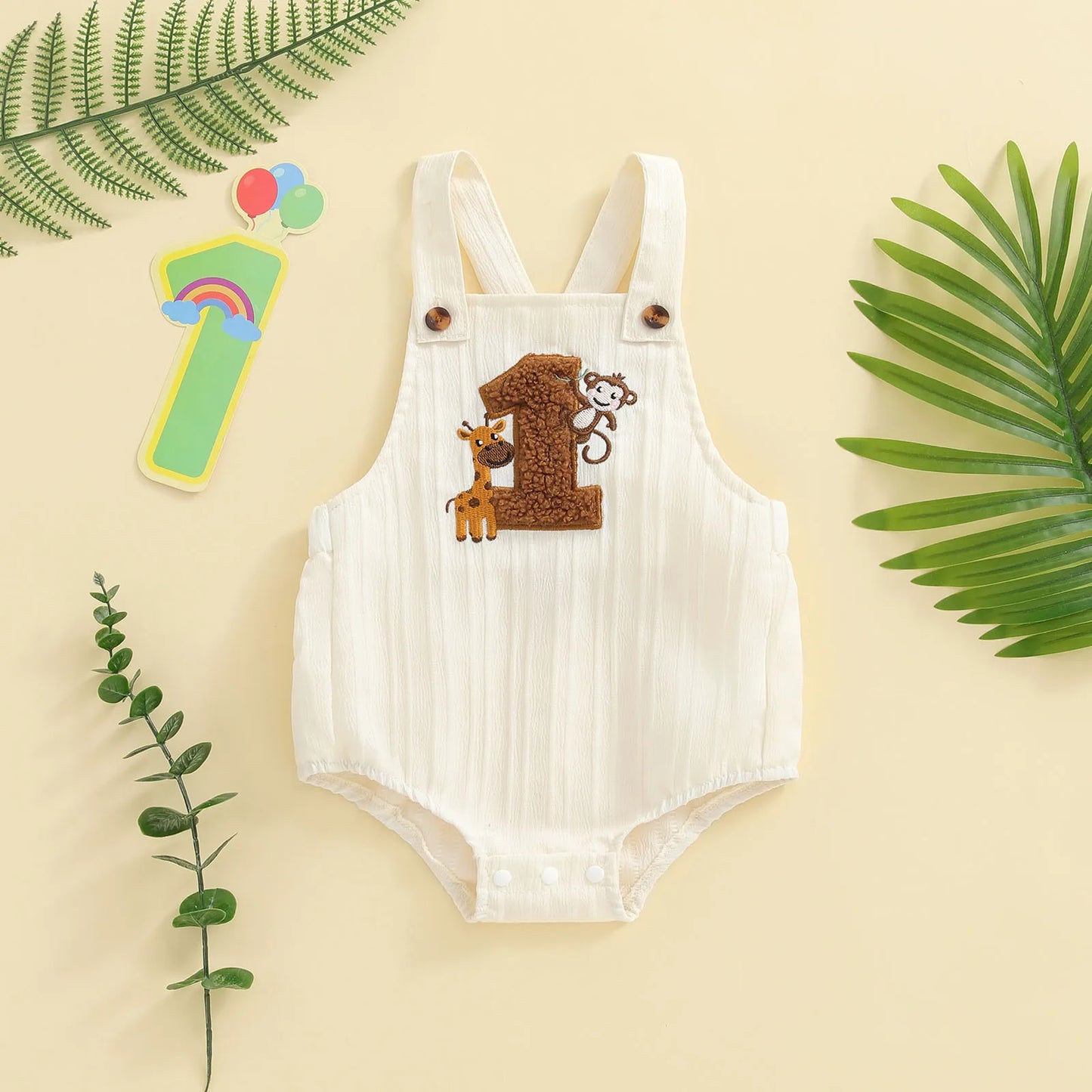 Barboteuse bébé ours “1 an” – Salopette douce unisexe (6–18 mois)