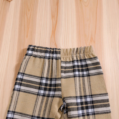 Ensemble bébé 2 pièces élégant – Haut style grenouillère & pantalon à carreaux (0 à 24 mois)