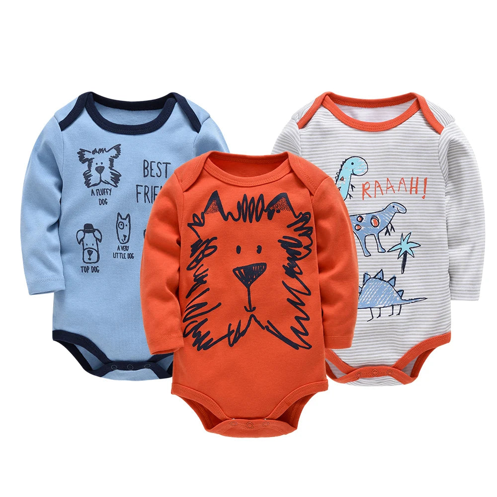 Lot de 3 ou 6 Bodies Bébé Garçon en Coton – Confort Doux & Motifs Adorables (0–12 mois)