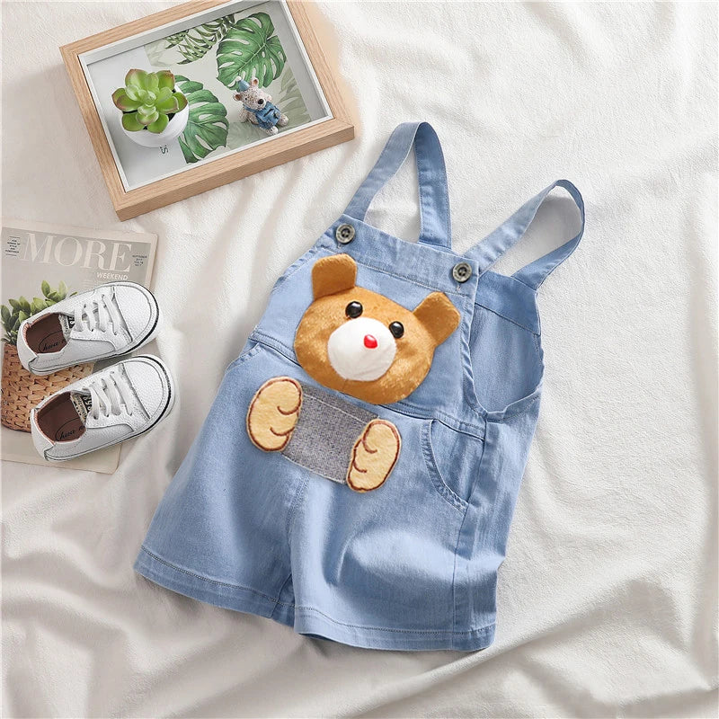Salopette bébé garçon en jean – Barboteuse d’été douce avec motif animal (9–36 mois)
