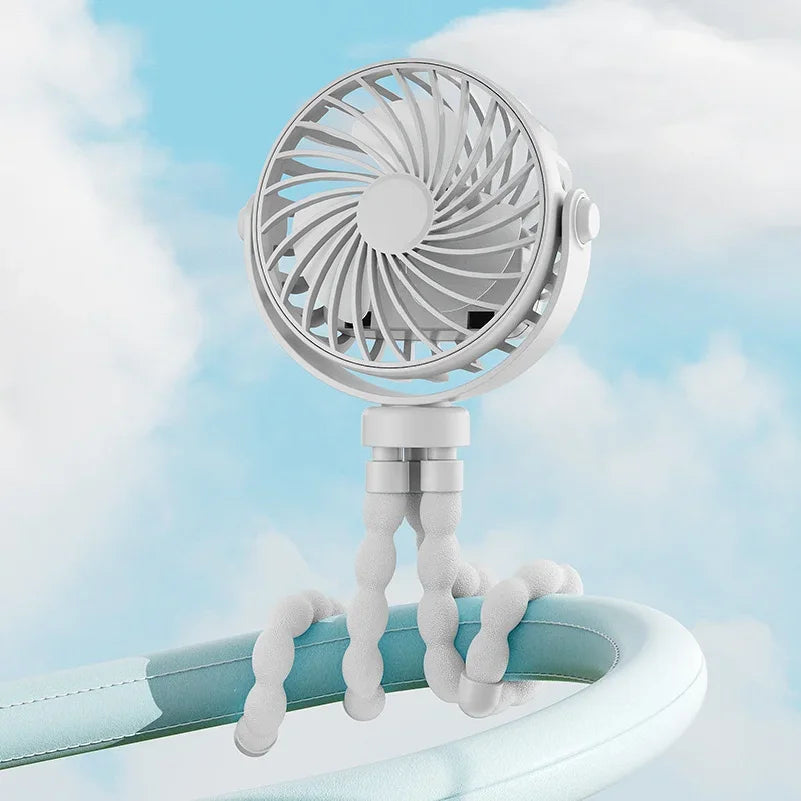 Ventilateur Octopus Flexible pour Poussette Bébé – Mini Ventilateur USB Rechargeable avec Veilleuse