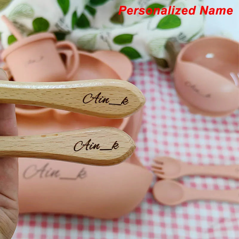 Vaisselle en silicone alimentaire pour bébé – Ensemble repas 8 pièces sans BPA, antidérapant et sécurisé