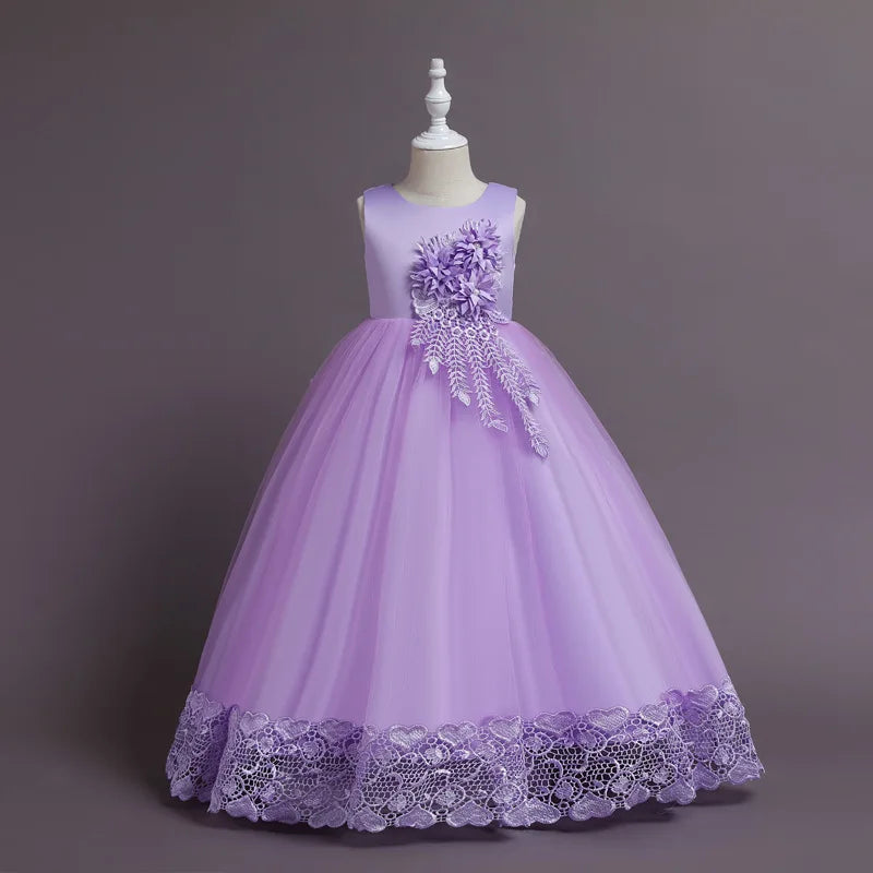 Robe de Princesse en Tulle & Dentelle – Cérémonie & Fête pour Fille (7–13 ans)