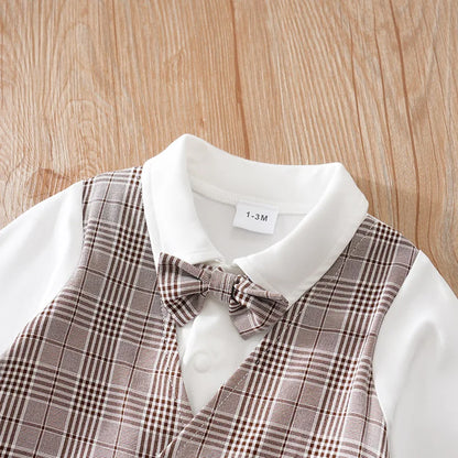 Ensemble Petit Gentleman – Tenue Chic Bébé à Carreaux