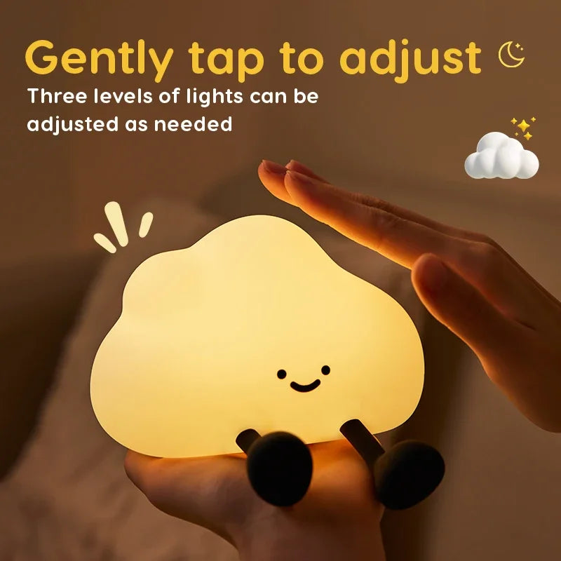 Veilleuse Silicone Bébé – Lampe de Nuit Tactile Douce (Nuage, Licorne, Tasse, Ballon)