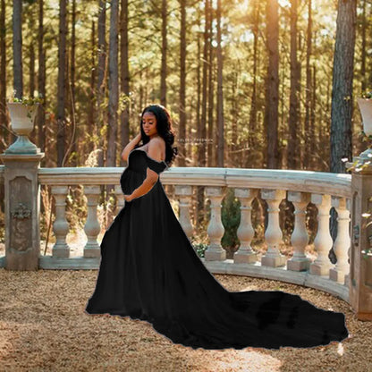 Robe Longue Maternité Séance Photo – Élégance Royale