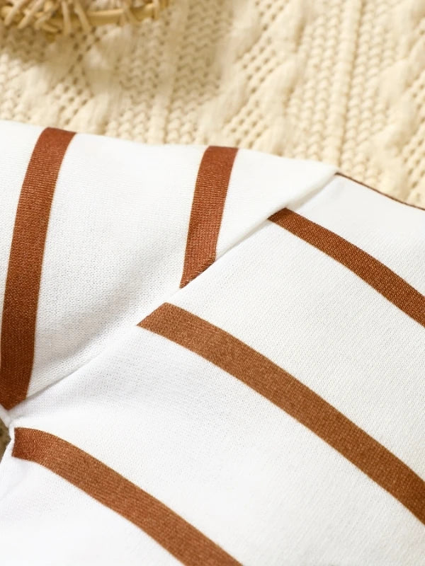 Barboteuse bébé rayée avec ours – J’aime maman & papa | Douce & confortable