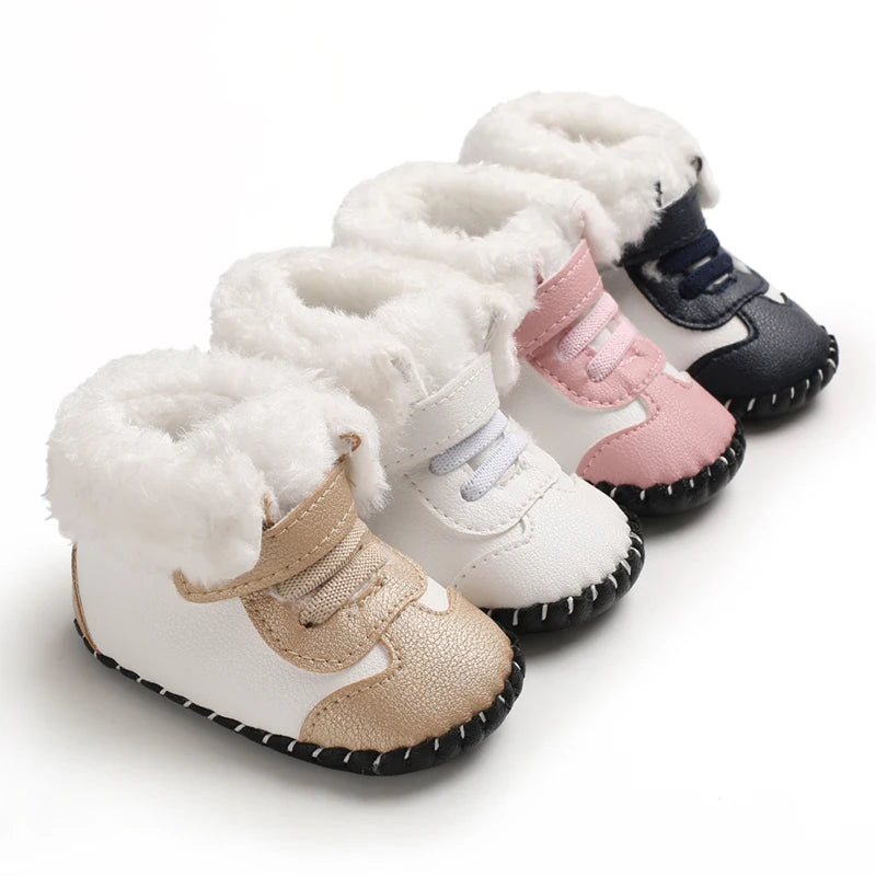 Bottes de neige bébé chaudes et mignonnes en peluche – antidérapantes, pour garçons et filles