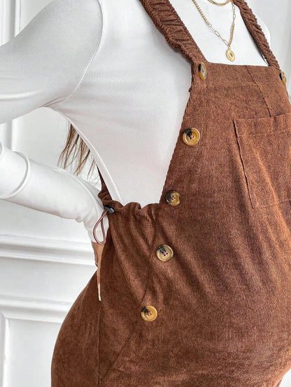 Salopette Maternité Velours Côtelé – Élégance Moderne Automne/Hiver