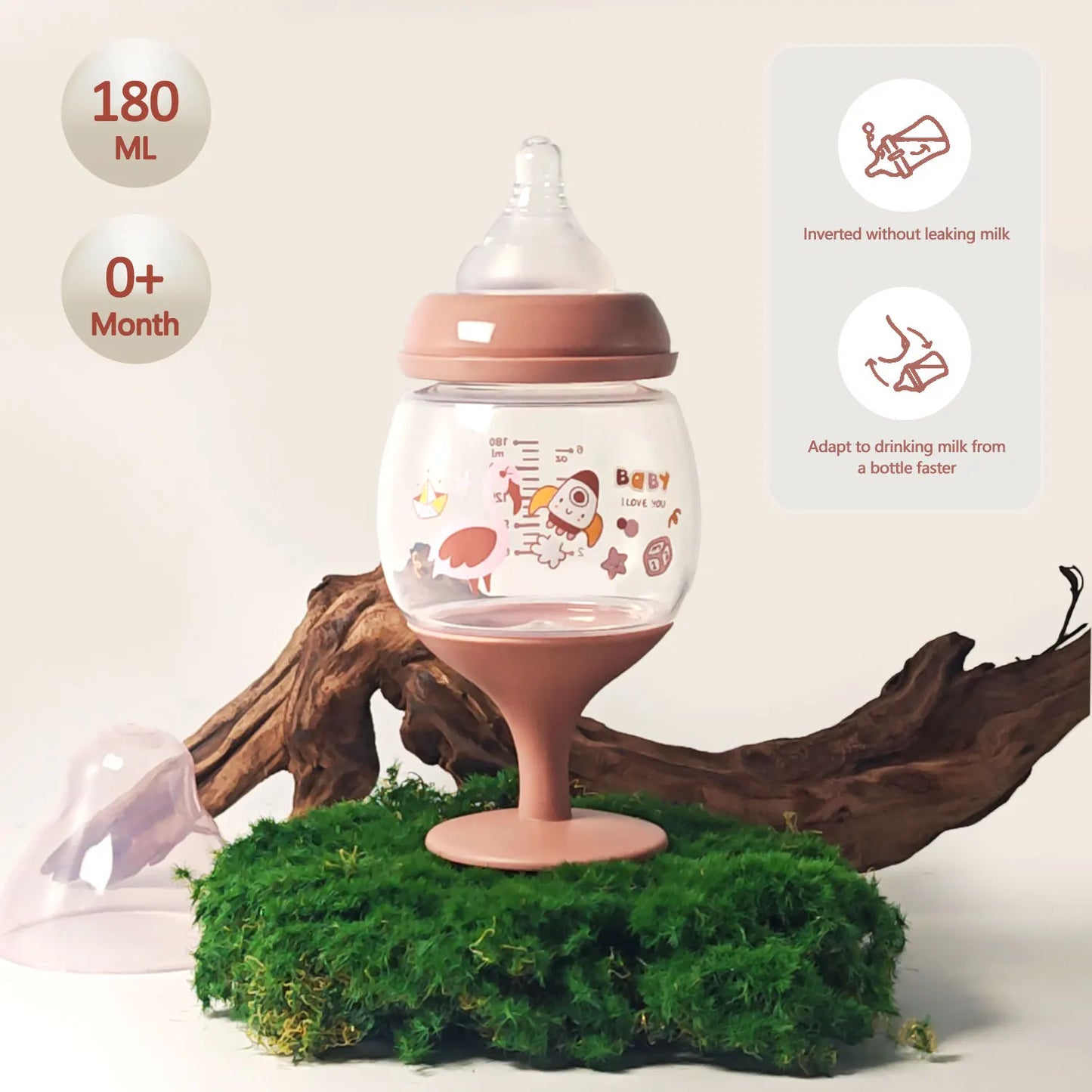 1PC 180ML goblet baby bottle, milk cup, baby drinking water, household cup, direct drinking juice, wine bottle, birthday gift