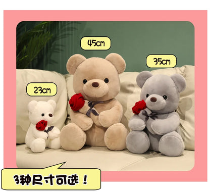 : Ours en Peluche Kawaii avec Roses – Cadeau Saint-Valentin