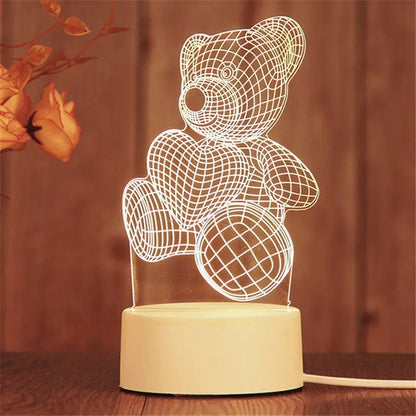 Veilleuse LED Acrylique 3D – Lampe de Chevet Décorative (Cadeau & Ambiance)