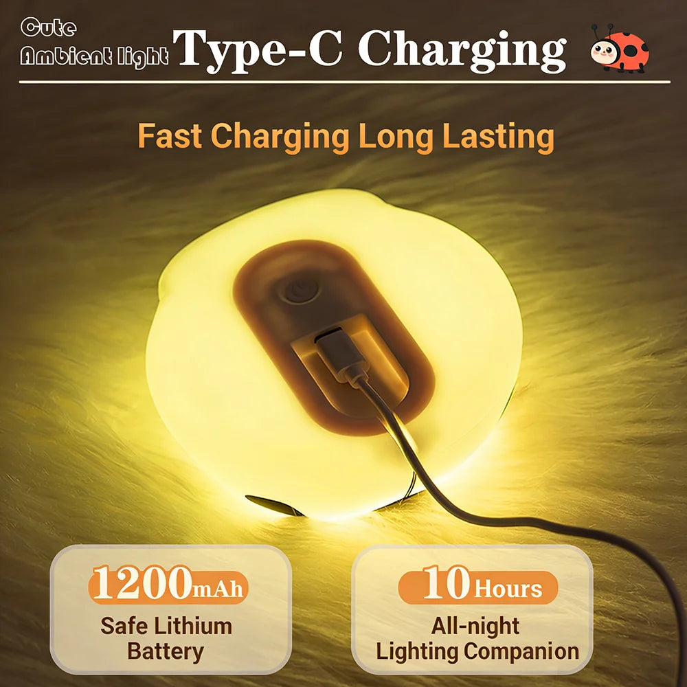 Veilleuse Coccinelle Lumineuse™ – Lampe LED Silicone Rechargeable pour Chambre Bébé