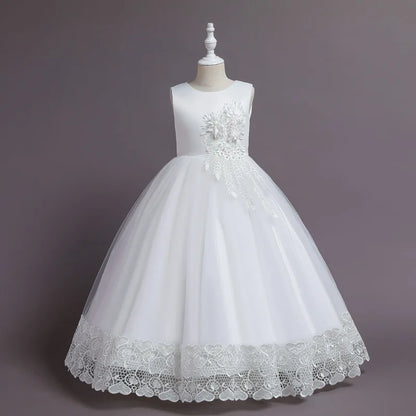 Robe de Princesse en Tulle & Dentelle – Cérémonie & Fête pour Fille (7–13 ans)