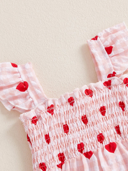 Combinaison bébé à cœurs – Fille (1–3 ans)