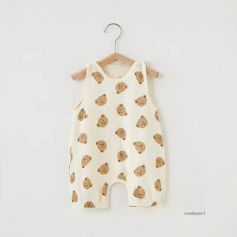 Barboteuse bébé imprimée ours – Combinaison douce et confortable pour nouveau-né