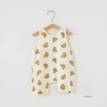 Barboteuse bébé imprimée ours – Combinaison douce et confortable pour nouveau-né