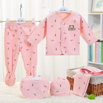 Coffret naissance bébé 5 pièces en coton – Ensemble complet doux & confortable (0 à 3 mois)