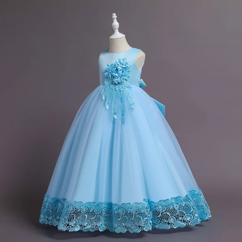 Robe de Princesse en Tulle & Dentelle – Cérémonie & Fête pour Fille (7–13 ans)