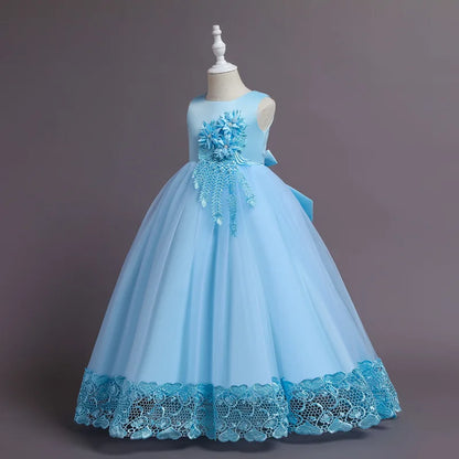 Robe de Princesse en Tulle & Dentelle – Cérémonie & Fête pour Fille (7–13 ans)