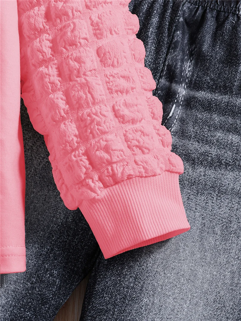 Ensemble Fille Tendance 2 Pièces – Haut Imprimé & Pantalon Stylé